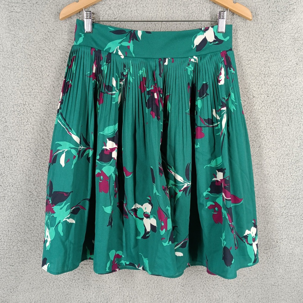 Merona Green Floral A-Line Skirt